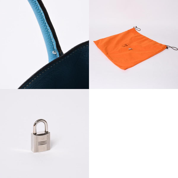極美品 エルメス HERMES オータクロア 32 ハンドバッグ ブルージーン トゴ シルバー金具 レディース □J刻印中古 4a000973