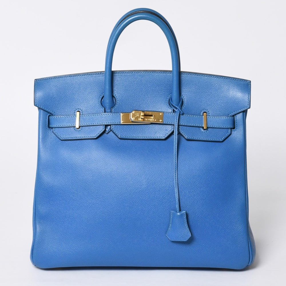 極美品 エルメス HERMES オータクロア 32 ハンドバッグ クシュベル ブルーフランス ゴールド金具 レディース □C刻印中古 4a000886