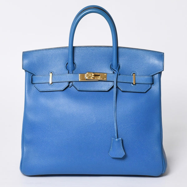 極美品 エルメス HERMES オータクロア 32 ハンドバッグ クシュベル ブルーフランス ゴールド金具 レディース □C刻印中古 4a000886