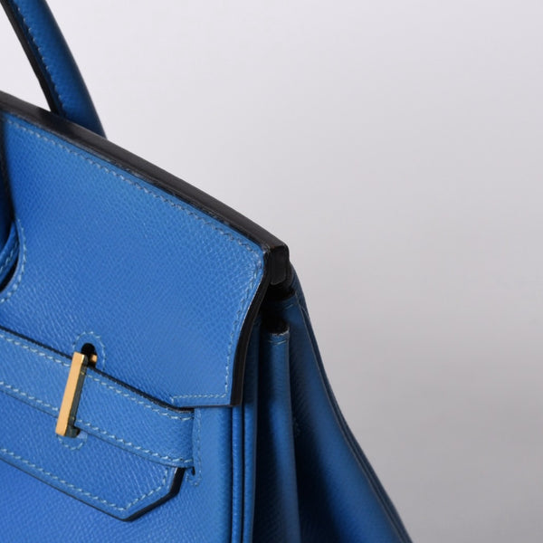 極美品 エルメス HERMES オータクロア 32 ハンドバッグ クシュベル ブルーフランス ゴールド金具 レディース □C刻印中古 4a000886