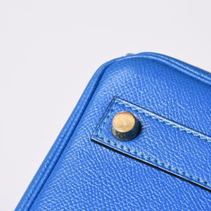 極美品 エルメス HERMES オータクロア 32 ハンドバッグ クシュベル ブルーフランス ゴールド金具 レディース □C刻印中古 4a000886