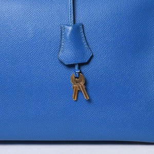 極美品 エルメス HERMES オータクロア 32 ハンドバッグ クシュベル ブルーフランス ゴールド金具 レディース □C刻印中古 4a000886