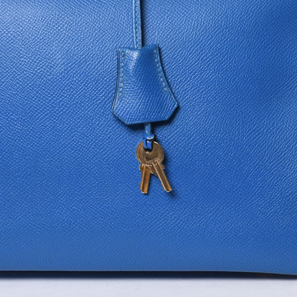 極美品 エルメス HERMES オータクロア 32 ハンドバッグ クシュベル ブルーフランス ゴールド金具 レディース □C刻印中古 4a000886