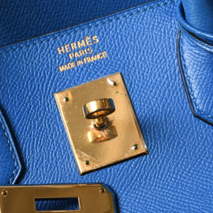 極美品 エルメス HERMES オータクロア 32 ハンドバッグ クシュベル ブルーフランス ゴールド金具 レディース □C刻印中古 4a000886