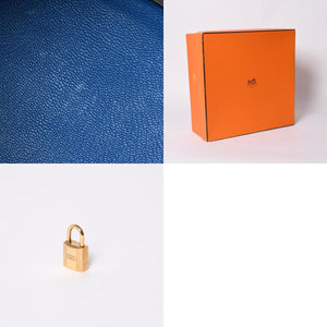 極美品 エルメス HERMES オータクロア 32 ハンドバッグ クシュベル ブルーフランス ゴールド金具 レディース □C刻印中古 4a000886