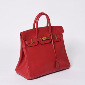 極美品 エルメス HERMES オータクロア 32 ハンドバッグ クシュベル ルージュヴィフ ゴールド金具 レディース 〇Z刻印中古 4a000976