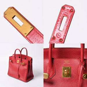 極美品 エルメス HERMES オータクロア 32 ハンドバッグ クシュベル ルージュヴィフ ゴールド金具 レディース 〇Z刻印中古 4a000976