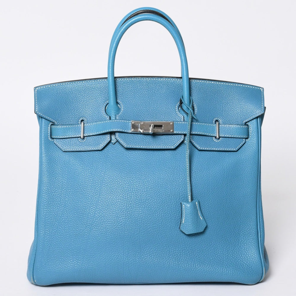 極美品 エルメス HERMES オータクロア 32 ハンドバッグ ブルージーン トゴ シルバー金具 レディース □J刻印中古 4a000973