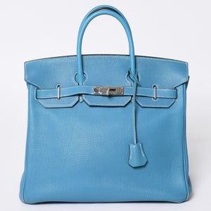 極美品 エルメス HERMES オータクロア 32 ハンドバッグ ブルージーン トゴ シルバー金具 レディース □J刻印中古 4a000973