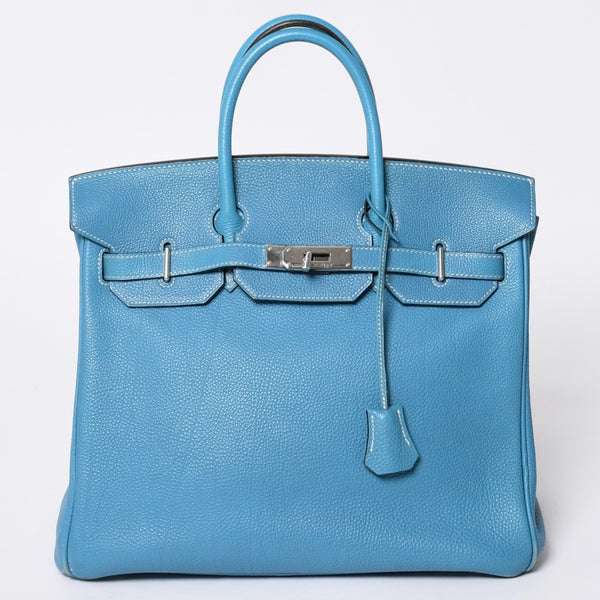 極美品 エルメス HERMES オータクロア 32 ハンドバッグ ブルージーン トゴ シルバー金具 レディース □J刻印中古 4a000973