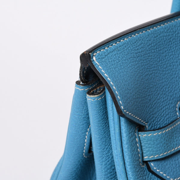 極美品 エルメス HERMES オータクロア 32 ハンドバッグ ブルージーン トゴ シルバー金具 レディース □J刻印中古 4a000973