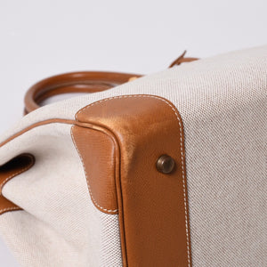 Very Good Condition HERMES Birkin 40 Natural Brown Canvas x Couchevel 40cm 〇Y Engraved Gold Hardware Handbag Used 4a001013