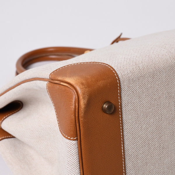 Very Good Condition HERMES Birkin 40 Natural Brown Canvas x Couchevel 40cm 〇Y Engraved Gold Hardware Handbag Used 4a001013