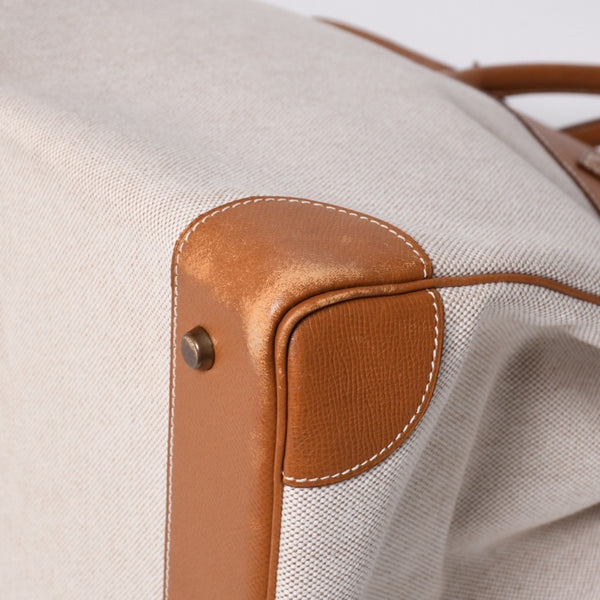 Very Good Condition HERMES Birkin 40 Natural Brown Canvas x Couchevel 40cm 〇Y Engraved Gold Hardware Handbag Used 4a001013