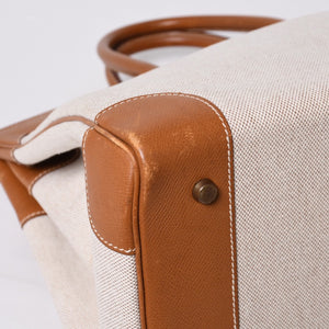 Very Good Condition HERMES Birkin 40 Natural Brown Canvas x Couchevel 40cm 〇Y Engraved Gold Hardware Handbag Used 4a001013