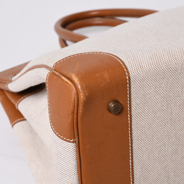 Very Good Condition HERMES Birkin 40 Natural Brown Canvas x Couchevel 40cm 〇Y Engraved Gold Hardware Handbag Used 4a001013
