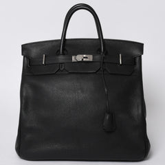 極美品 HERMES エルメス Haut a Courroies オータクロア40 ハンドバッグ ブラック トゴ シルバー金具 □I刻刻印 中古 4a001021
