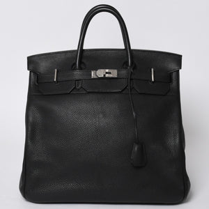 極美品 HERMES エルメス Haut a Courroies オータクロア40 ハンドバッグ ブラック トゴ シルバー金具 □I刻刻印 中古 4a001021