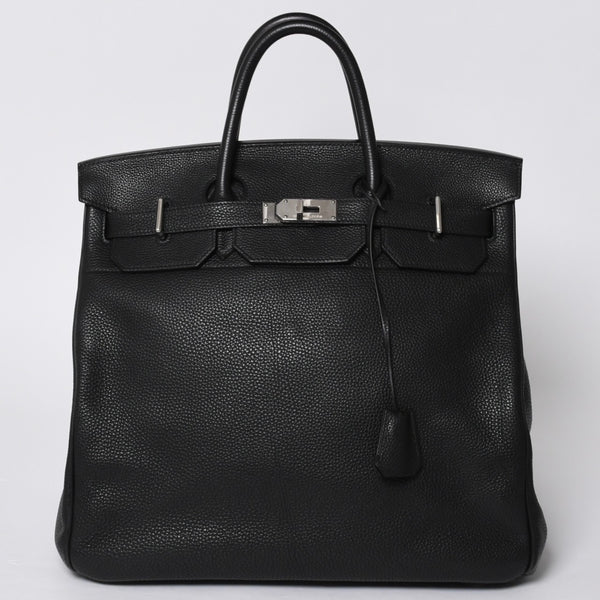 極美品 HERMES エルメス Haut a Courroies オータクロア40 ハンドバッグ ブラック トゴ シルバー金具 □I刻刻印 中古 4a001021