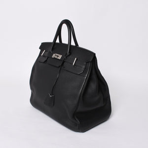 極美品 HERMES エルメス Haut a Courroies オータクロア40 ハンドバッグ ブラック トゴ シルバー金具 □I刻刻印 中古 4a001021