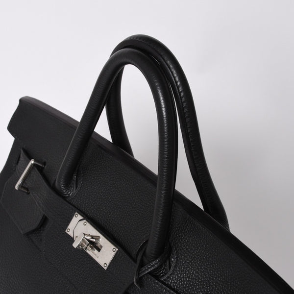 極美品 HERMES エルメス Haut a Courroies オータクロア40 ハンドバッグ ブラック トゴ シルバー金具 □I刻刻印 中古 4a001021