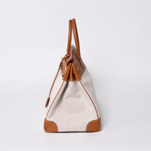 Very Good Condition HERMES Birkin 40 Natural Brown Canvas x Couchevel 40cm 〇Y Engraved Gold Hardware Handbag Used 4a001013