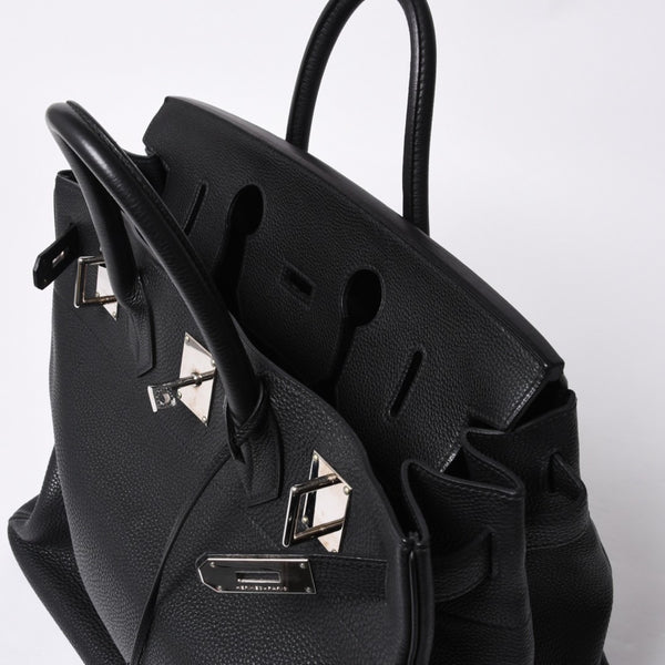 極美品 HERMES エルメス Haut a Courroies オータクロア40 ハンドバッグ ブラック トゴ シルバー金具 □I刻刻印 中古 4a001021