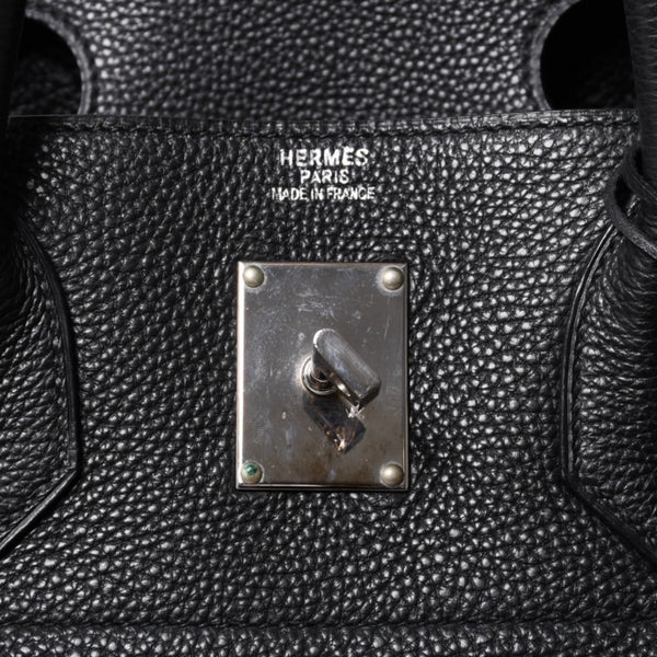 極美品 HERMES エルメス Haut a Courroies オータクロア40 ハンドバッグ ブラック トゴ シルバー金具 □I刻刻印 中古 4a001021