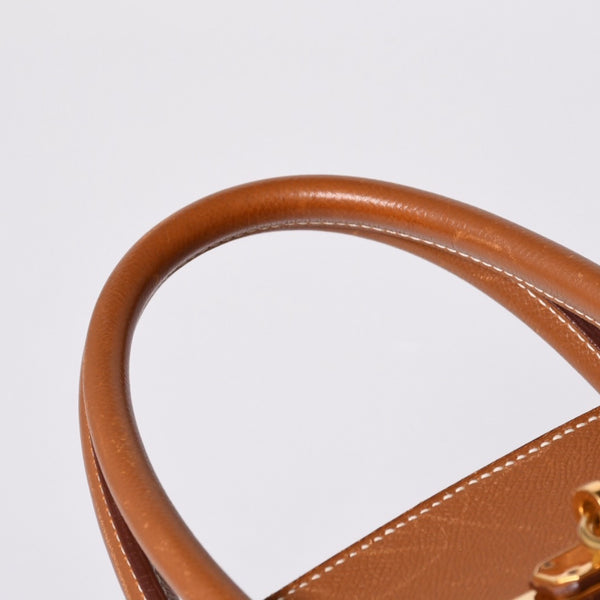 Very Good Condition HERMES Birkin 40 Natural Brown Canvas x Couchevel 40cm 〇Y Engraved Gold Hardware Handbag Used 4a001013
