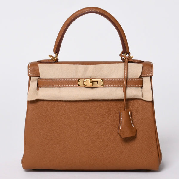 新品未使用 HERMES エルメス KELLY ケリー25 2WAYハンドバッグ 内縫い トゴ ゴールド ゴールド金具 B刻印 4a001014