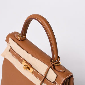 新品未使用 HERMES エルメス KELLY ケリー25 2WAYハンドバッグ 内縫い トゴ ゴールド ゴールド金具 B刻印 4a001014
