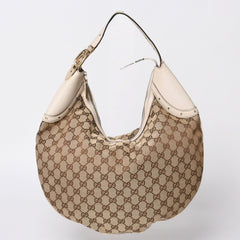GUCCI グッチ GGキャンバス 145764 Shoulder Bag ワンショルダーバッグ ホワイト ブラウン 美品 中古 4a000268
