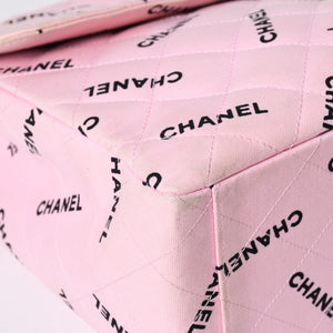 CHANEL Deca Matelasse 34 S Flap W Chain Shoulder Bag Coco Mark Canvas Pink Gold Hardware Good Used 4a001016