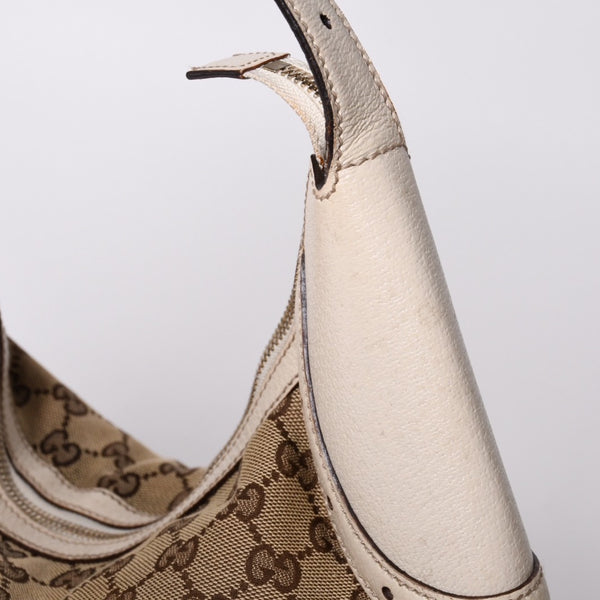 GUCCI グッチ GGキャンバス 145764 Shoulder Bag ワンショルダーバッグ ホワイト ブラウン 美品 中古 4a000268