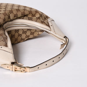 GUCCI グッチ GGキャンバス 145764 Shoulder Bag ワンショルダーバッグ ホワイト ブラウン 美品 中古 4a000268