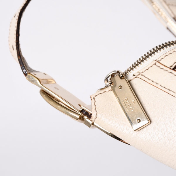 GUCCI グッチ GGキャンバス 145764 Shoulder Bag ワンショルダーバッグ ホワイト ブラウン 美品 中古 4a000268