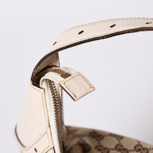 GUCCI グッチ GGキャンバス 145764 Shoulder Bag ワンショルダーバッグ ホワイト ブラウン 美品 中古 4a000268
