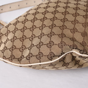 GUCCI グッチ GGキャンバス 145764 Shoulder Bag ワンショルダーバッグ ホワイト ブラウン 美品 中古 4a000268