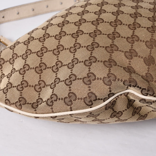 GUCCI グッチ GGキャンバス 145764 Shoulder Bag ワンショルダーバッグ ホワイト ブラウン 美品 中古 4a000268