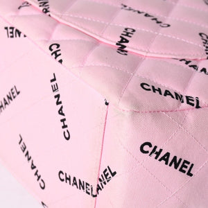 CHANEL Deca Matelasse 34 S Flap W Chain Shoulder Bag Coco Mark Canvas Pink Gold Hardware Good Used 4a001016