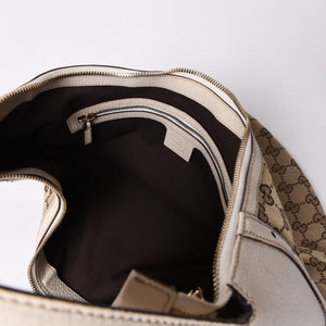 GUCCI グッチ GGキャンバス 145764 Shoulder Bag ワンショルダーバッグ ホワイト ブラウン 美品 中古 4a000268