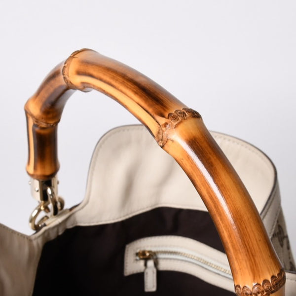 GUCCI Gucci Bamboo 2WAY Hand Bag Handbag GG Canvas 169961 Beige x Ivory Good Condition Used 4a000749