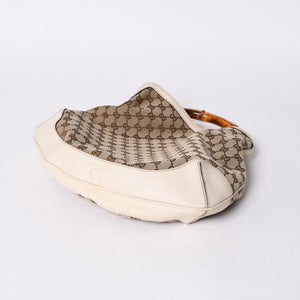 GUCCI Gucci Bamboo 2WAY Hand Bag Handbag GG Canvas 169961 Beige x Ivory Good Condition Used 4a000749
