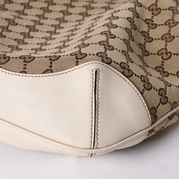 GUCCI Gucci Bamboo 2WAY Hand Bag Handbag GG Canvas 169961 Beige x Ivory Good Condition Used 4a000749