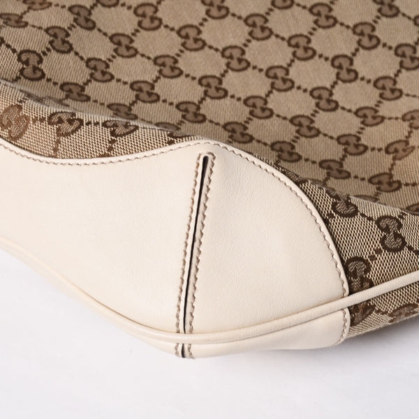 GUCCI Gucci Bamboo 2WAY Hand Bag Handbag GG Canvas 169961 Beige x Ivory Good Condition Used 4a000749