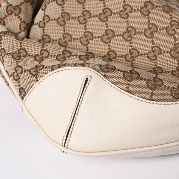 GUCCI Gucci Bamboo 2WAY Hand Bag Handbag GG Canvas 169961 Beige x Ivory Good Condition Used 4a000749