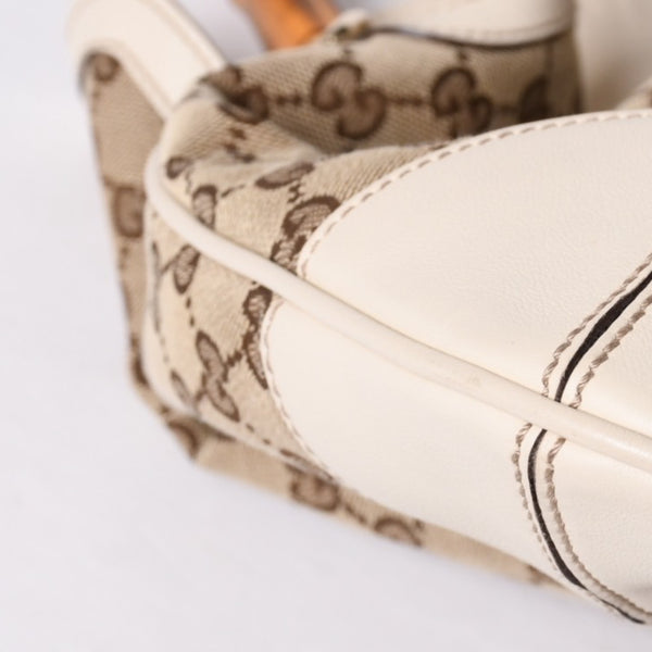 GUCCI Gucci Bamboo 2WAY Hand Bag Handbag GG Canvas 169961 Beige x Ivory Good Condition Used 4a000749