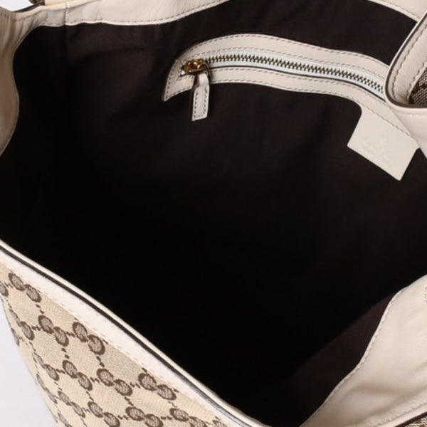 GUCCI Gucci Bamboo 2WAY Hand Bag Handbag GG Canvas 169961 Beige x Ivory Good Condition Used 4a000749