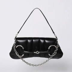 極美品 GUCCI グッチ ショルダーバッグ クラッチバッグ 764255 ホースビットチェーン レザー ブラック 中古 4a000813