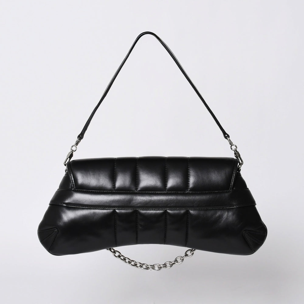 極美品 GUCCI グッチ ショルダーバッグ クラッチバッグ 764255 ホースビットチェーン レザー ブラック 中古 4a000813